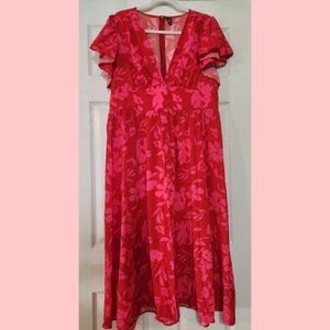 Red & Hot Pink Floral Dress